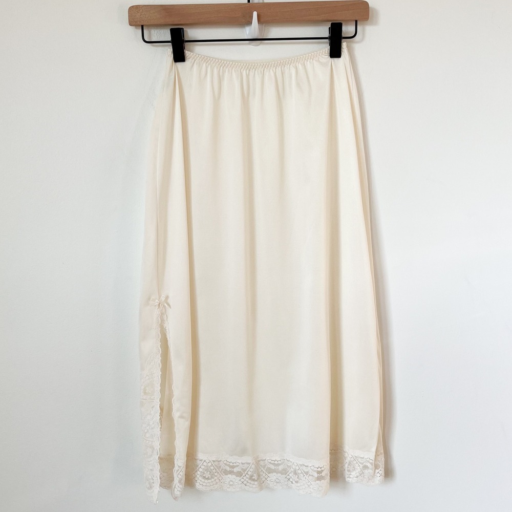 Vintage Vassarette Lace Trim Underneath-It Half Slip Womens‎ Medium Ivory